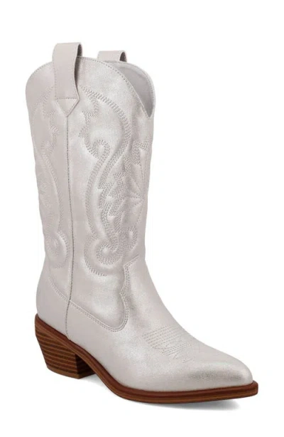 Mia Kelsha Metallic Western Boot In Silver