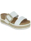 Mia Kenzy Womens Faux Leather Slip On Slide Sandals In White