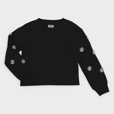 Mia Kid's Jewel Sleeved Sweatshirt In Black