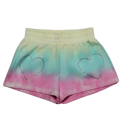 Mia Kids' Rhinestone Heart Shorts In Tie Dye In Multi