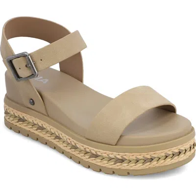 Mia Kiera Ankle Strap Platform Wedge Sandal In Brown