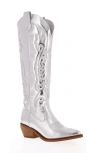 Mia Kolt Knee High Cowboy Boot In Silver
