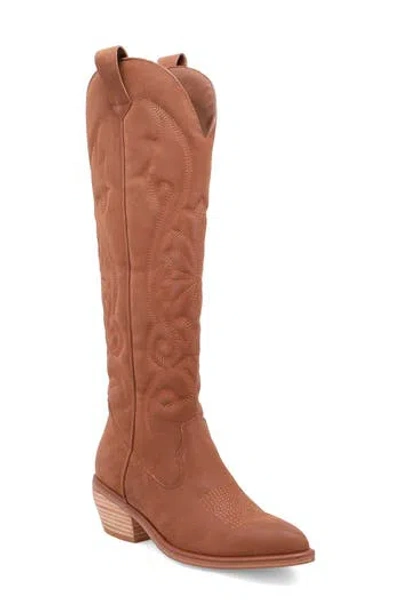 Mia Kolt Western Knee High Boot In Cognac