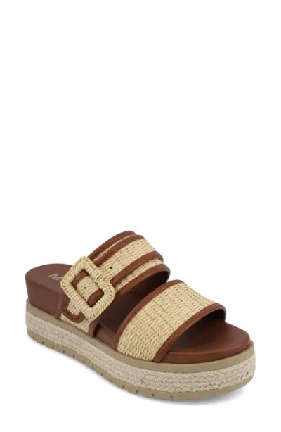 Mia Kylian Espadrille Platform Wedge Slide Sandal In Brown