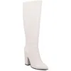 Mia Landra Womens Block Heel Faux Leather Knee-high Boots In White