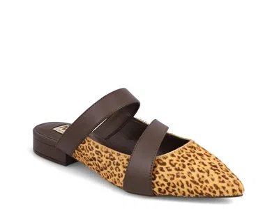 Mia Limited Edition Abie Mule In Tan/black Cheetah Print Calf Hair