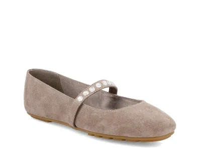 Mia Limited Edition Karolin Mary Jane Flat In Stone Suede
