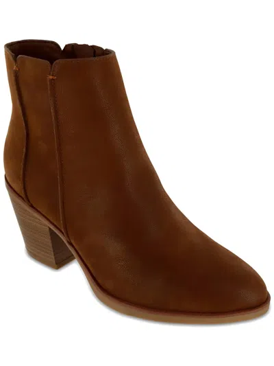 Mia Lolo Womens Faux Leather Heels Ankle Boots In Brown