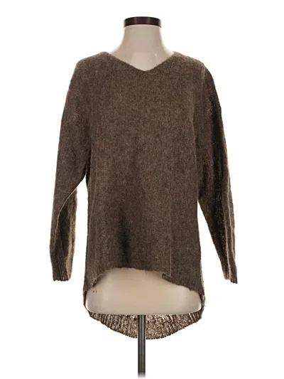 Pre-owned Mia Long Sleeve Top Brown Crew Neck Tops