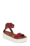 Mia Lunna Platform Ankle Strap Sandal In Red