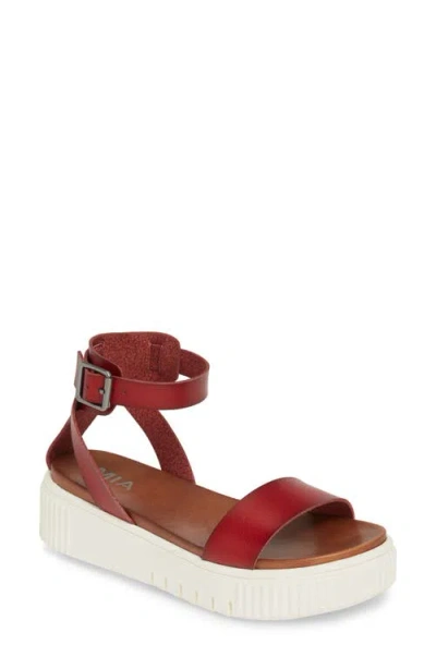 Mia Lunna Platform Ankle Strap Sandal In Red