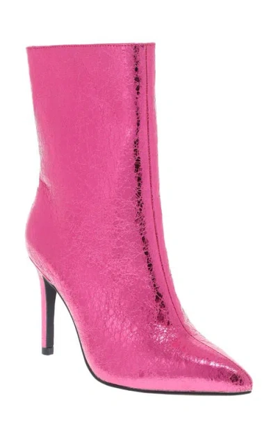 Mia Mardi Pointed Toe Bootie In Hot Pink Metallic
