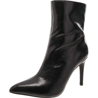 Mia Mardi Womens Faux Leather Pointed Toe Ankle Boots In Black