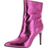 Mia Mardi Womens Faux Leather Pointed Toe Ankle Boots In Pink