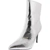 Mia Mardi Womens Faux Leather Pointed Toe Ankle Boots In Silver