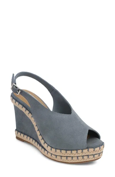 Mia Marjori Slingback Espadrille Peep Toe Platform Wedge Sandal In Blue