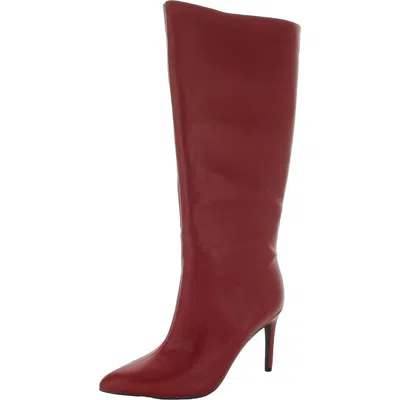 Mia Marysol Womens Faux Leather Crinkle Knee-high Boots In Red