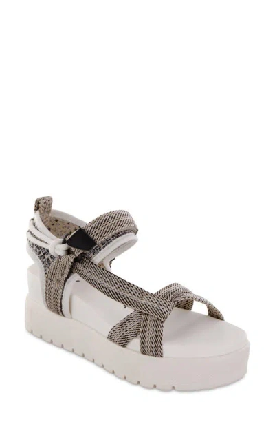 Mia Mileni Platform Wedge Sandal In Beige Multi