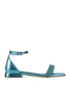 Mia Milù Woman Sandals Azure Size 7 Textile Fibers In Blue