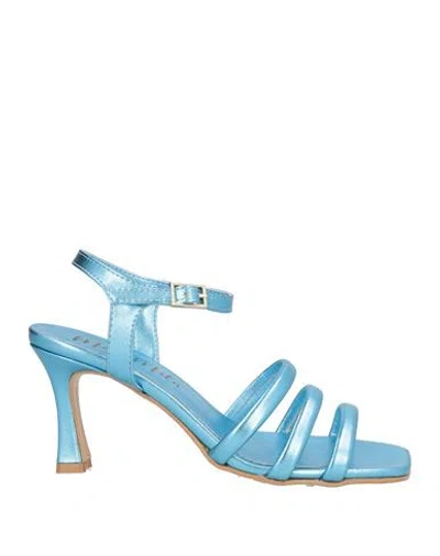 Mia Milù Woman Sandals Azure Size 8 Textile Fibers In Blue