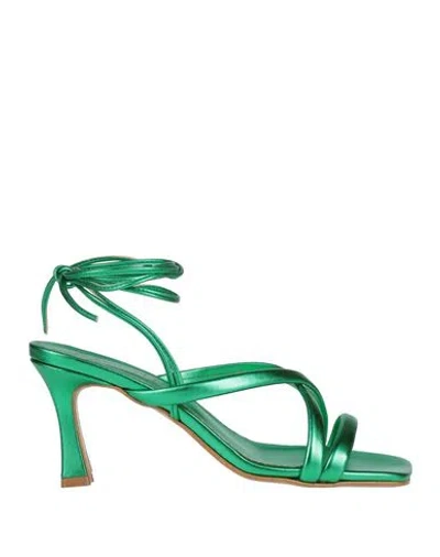 Mia Milù Woman Sandals Green Size 7 Synthetisches Material