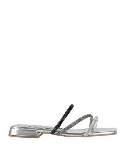 Mia Milù Woman Sandals Silver Size 7 Textile Fibers