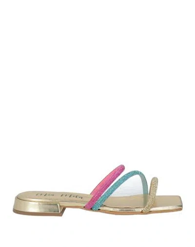 Mia Milù Woman Sandals Yellow Size 7 Textile Fibers In Multi