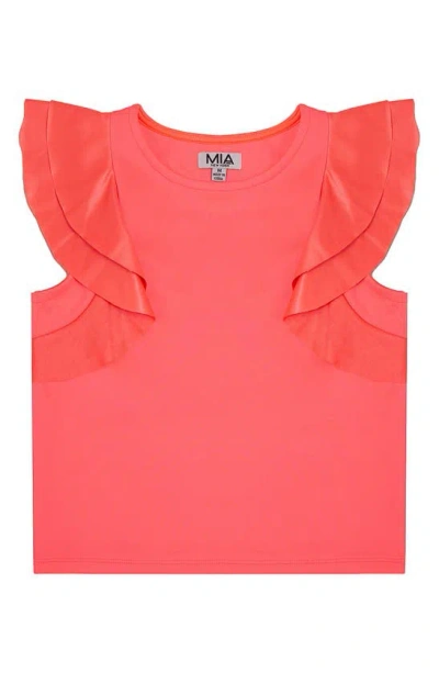 Mia New York Kids' Flutter Sleeve Top In Coral
