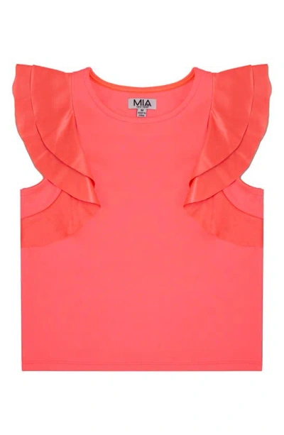 Mia New York Kids' Flutter Sleeve Top In Coral