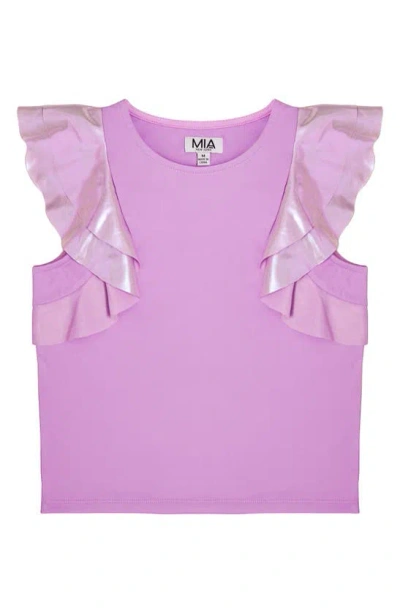 Mia New York Kids' Flutter Sleeve Top In Purple