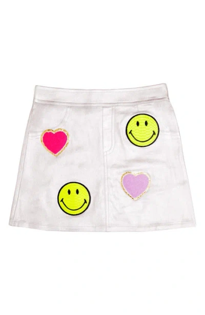 Mia New York Kids' Icon Appliqué Satin Miniskirt In Silver