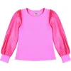 Mia New York Kids' Metallic Long Sleeve Mixed Media Top In Pink