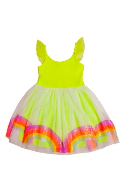 Mia New York Kids' Rainbow Tutu Dress In Lime