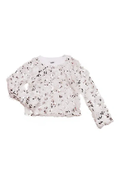 Mia New York Kids' Sequin Texture Sweater In White Silver