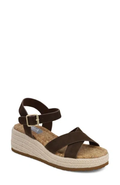 Mia Nikky Ankle Strap Platform Wedge Sandal In Brown