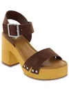 Mia Nira Womens Faux Leather Ankle Strap Block Heel In Green