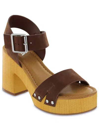 Mia Nira Womens Faux Leather Ankle Strap Block Heel In Green