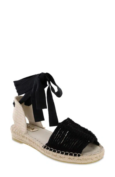 Mia Noella Ankle Wrap Sandal In Black/ Natural