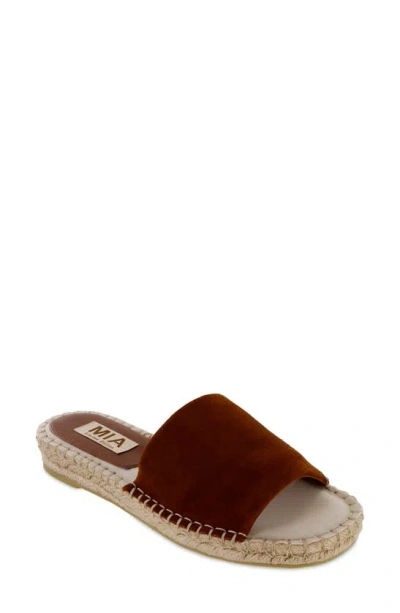 Mia Noveli Espadrille Platform Slide Sandal In Cognac