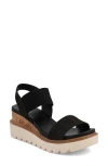 Mia Olany Platform Wedge Ankle Strap Sandal In Black