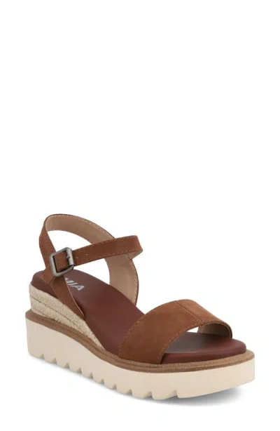 Mia Ophida Ankle Strap Platform Wedge Sandal In Brown