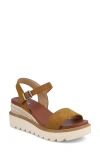 Mia Ophida Ankle Strap Platform Wedge Sandal In Cognac