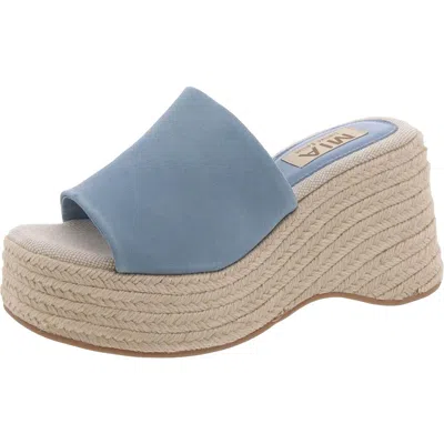 Mia Palma Womens Suede Slip On Platform Sandals In Blue