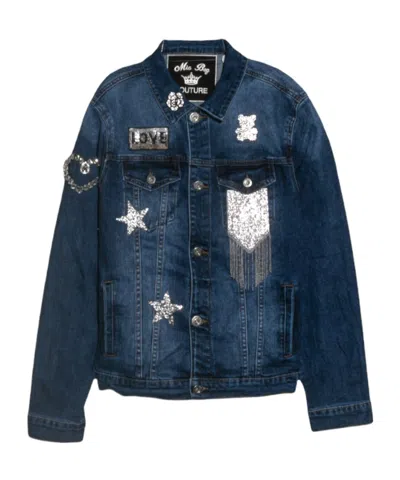 Mia Patch Denim Coat In Blue