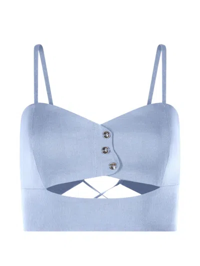 Mia Peculiar Button-detail Top In Blue