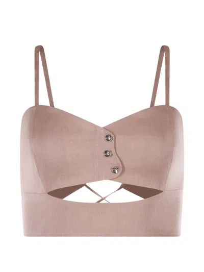 Mia Peculiar Button-detail Top In Brown