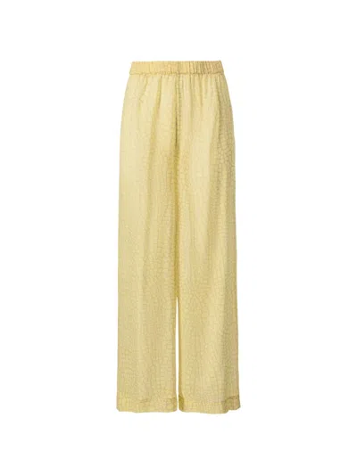 Mia Peculiar Crocodile-print Trousers In Yellow