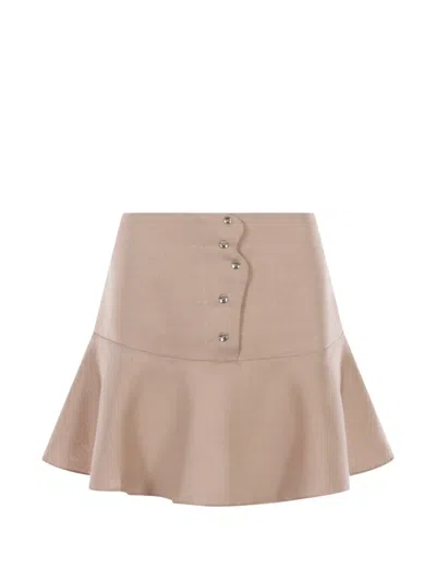 Mia Peculiar Flounce-hem Mini Skirt In Brown