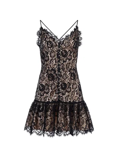 Mia Peculiar Lace Button Mini Dress In Black