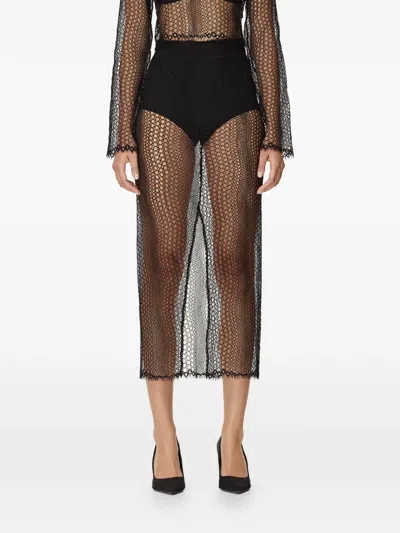 Mia Peculiar Openwork Midi Skirt In Blue